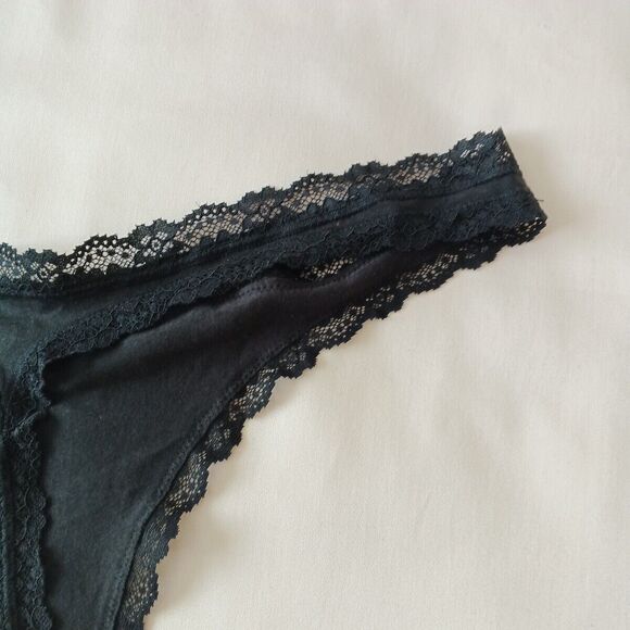 NWT JENNI Thong SIZE 3XL Solid Black w/ Lace Cotton Spandex - Picture 9 of 9